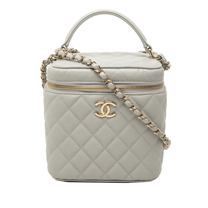 CC Vanity avec chaîne Petit Cuir caviar Gris