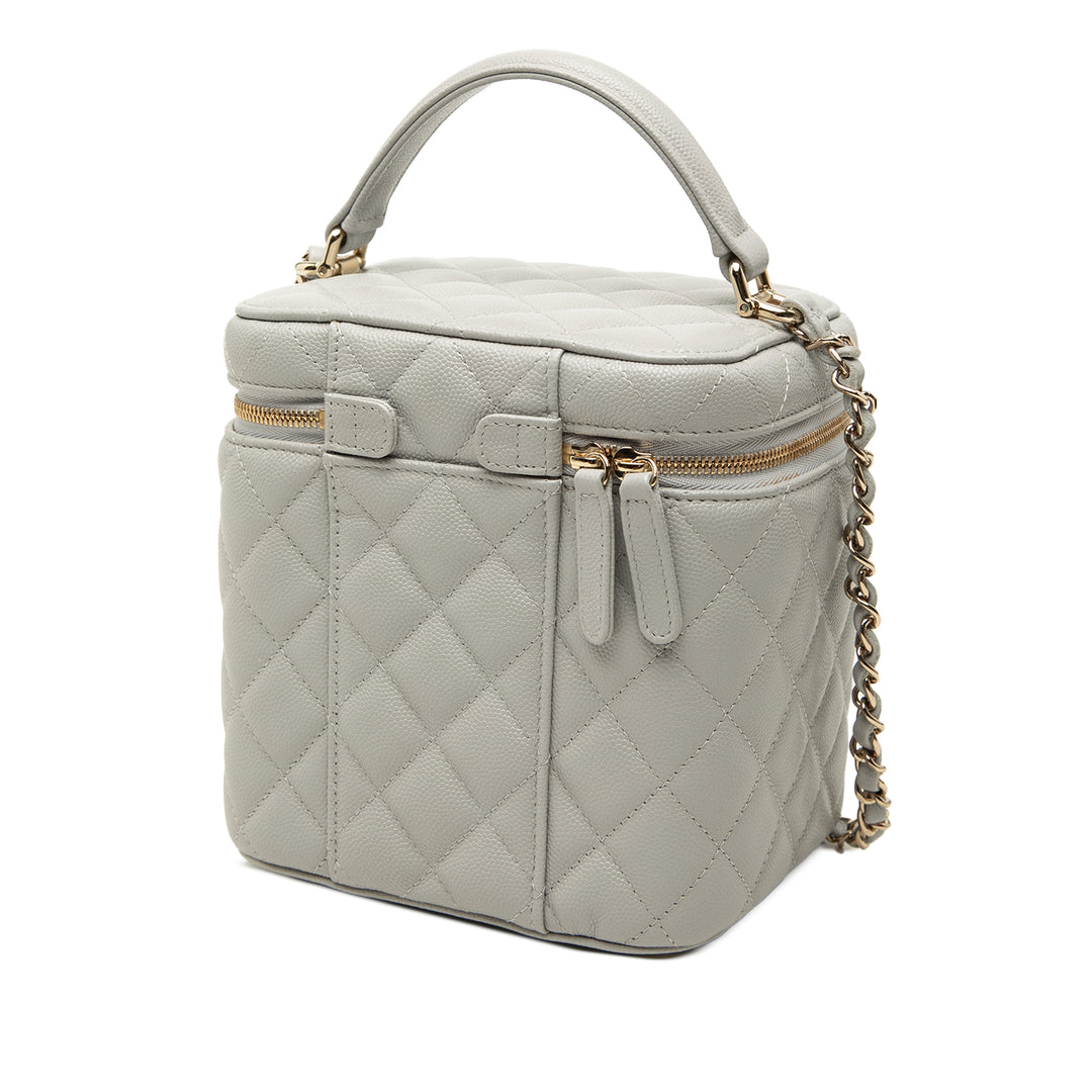 CC Vanity avec chaîne Petit Cuir caviar Gris