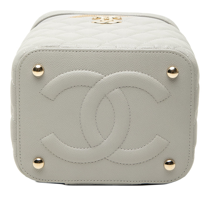 CC Vanity avec chaîne Petit Cuir caviar Gris