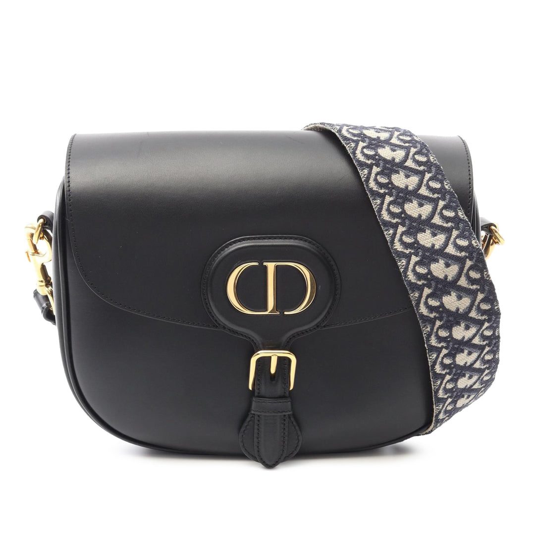Large Smooth Calfskin Bobby Crossbody Black - Gaby Paris