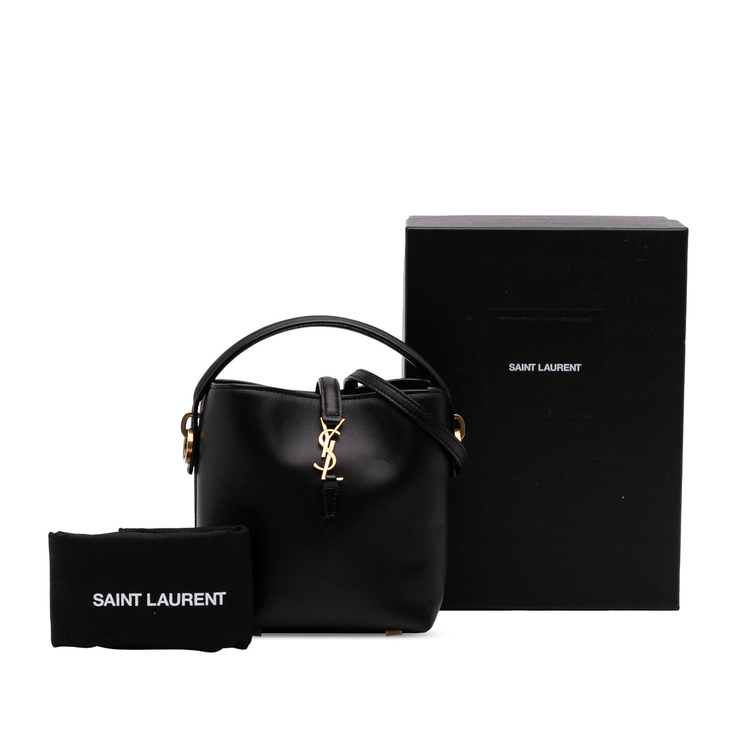 Saint Laurent Mini Shiny Cuir de veau Le 37 Bucket Bag Noir – GABY PARIS Authentique