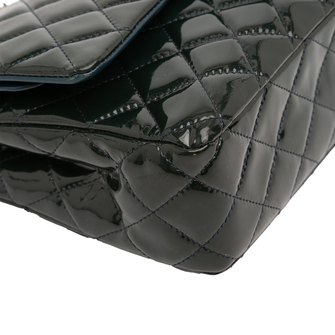 Chanel Medium Classic Cuir verni Double Fla Vert – GABY PARIS Authentique