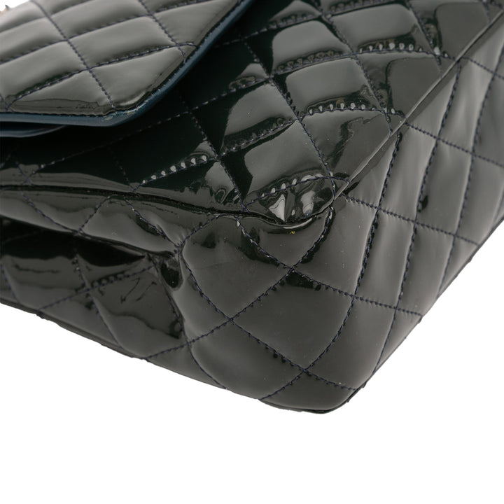 Chanel Medium Classic Cuir verni Double Fla Vert – GABY PARIS Authentique