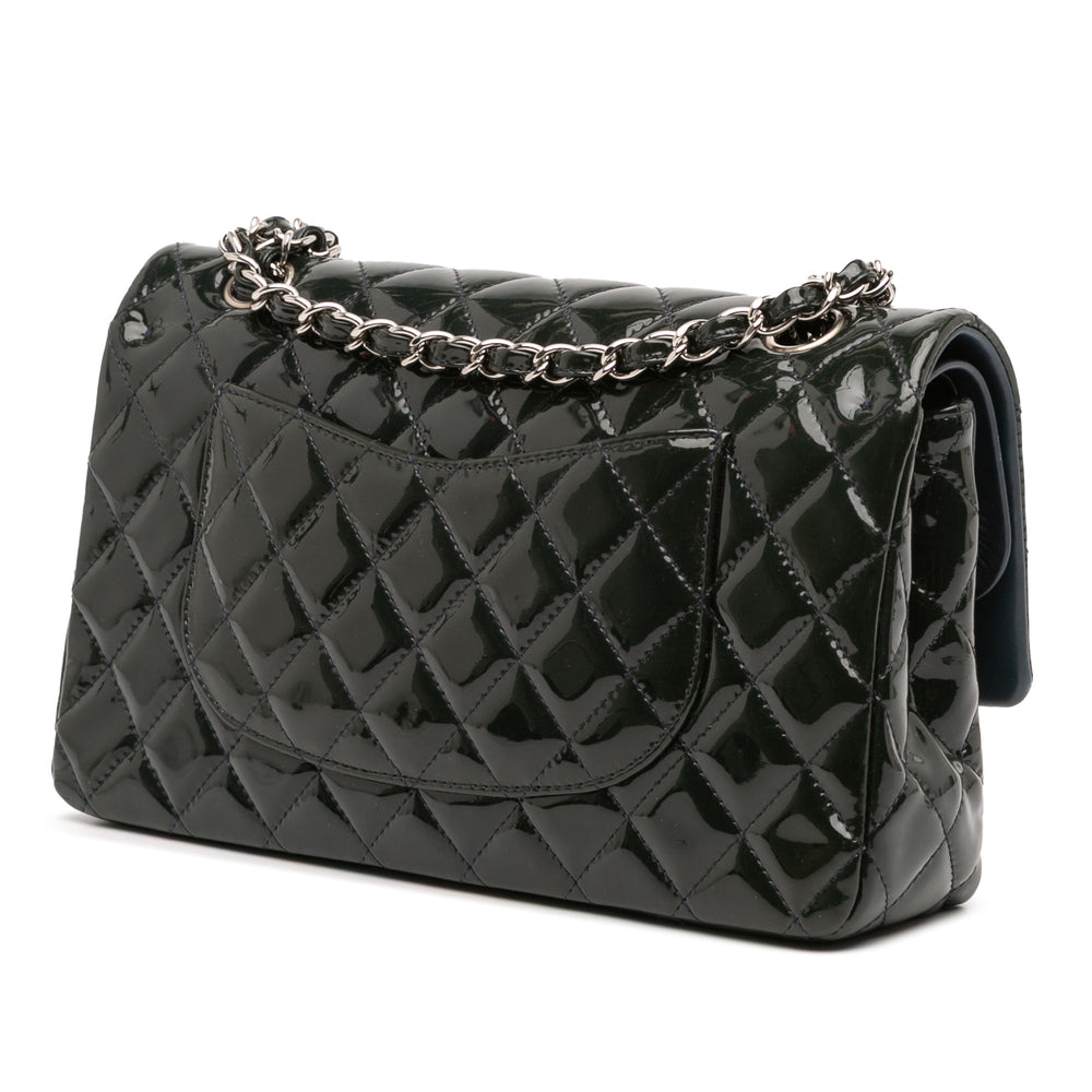 Chanel Medium Classic Cuir verni Double Fla Vert – GABY PARIS Authentique