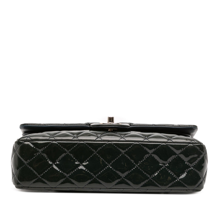 Chanel Medium Classic Cuir verni Double Fla Vert – GABY PARIS Authentique