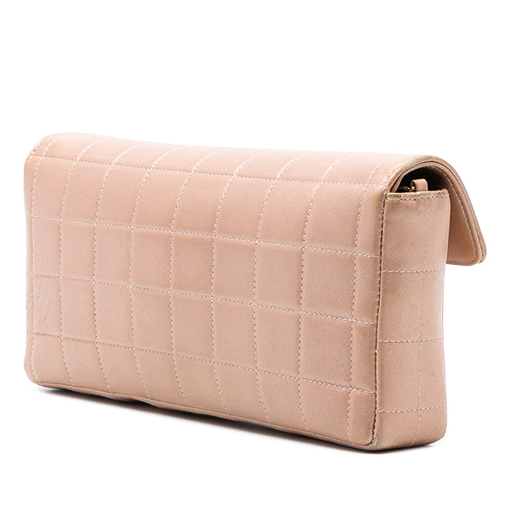 Chanel CC Choco Bar Cuir d’agneau East West à rabat