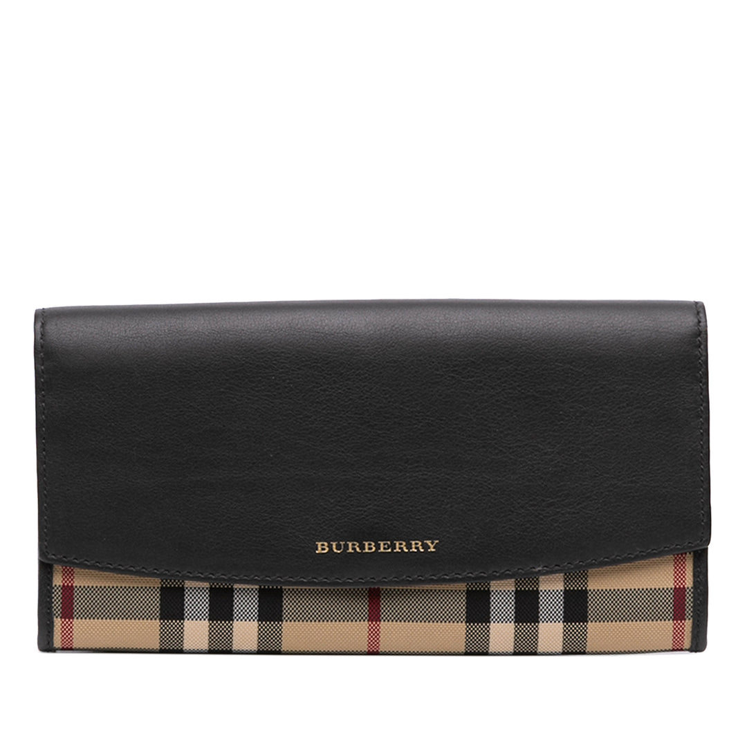 Burberry Haymarket Check Porter Continental Portefeuille Noir – vue principale – GABY PARIS