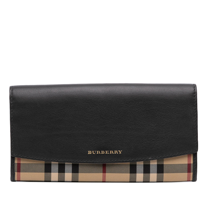 Burberry Haymarket Check Porter Continental Portefeuille Noir – vue principale – GABY PARIS