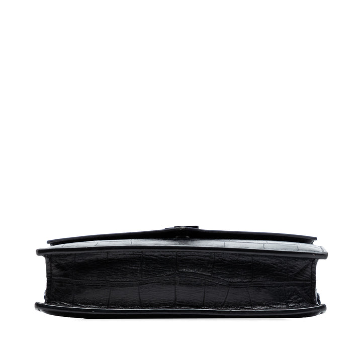 Saint Laurent Croc embossé Cuir Monogram Monochrome Envelope Chain Portefeuille
