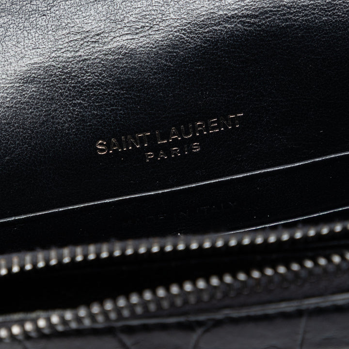 Saint Laurent Croc embossé Cuir Monogram Monochrome Envelope Chain Portefeuille