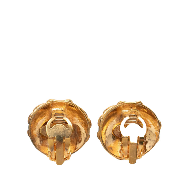Chanel CC plaqué Rond À clip Boucles d'oreilles Doré