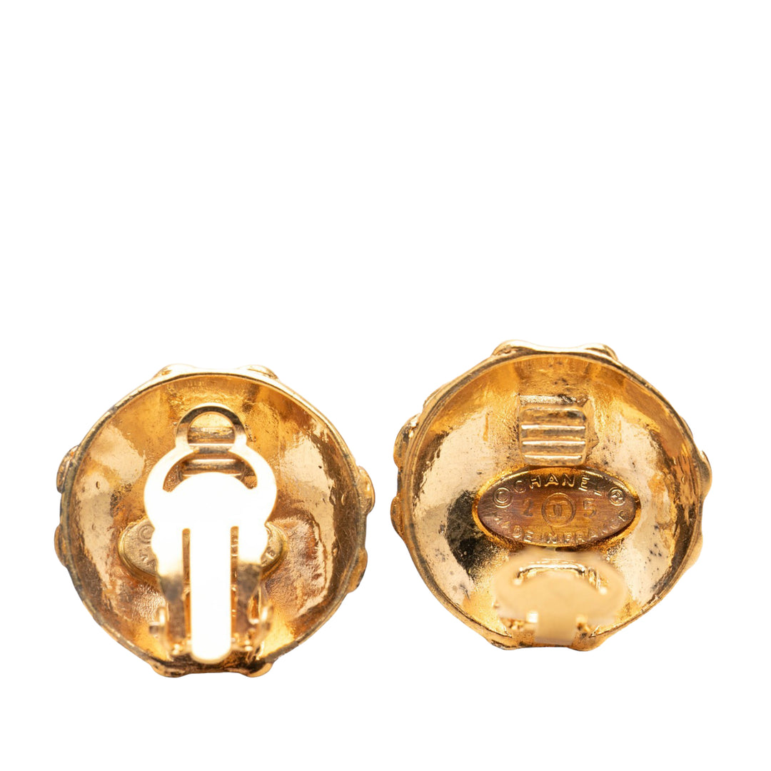 Chanel CC plaqué Rond À clip Boucles d'oreilles Doré
