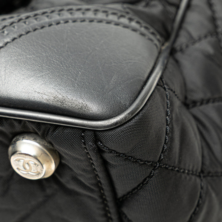 Paris New York Quilted Nylon Tote Black - Gaby Paris
