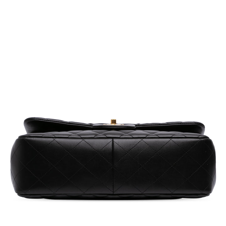 Jumbo Classic Lambskin Double Flap Black - Gaby Paris