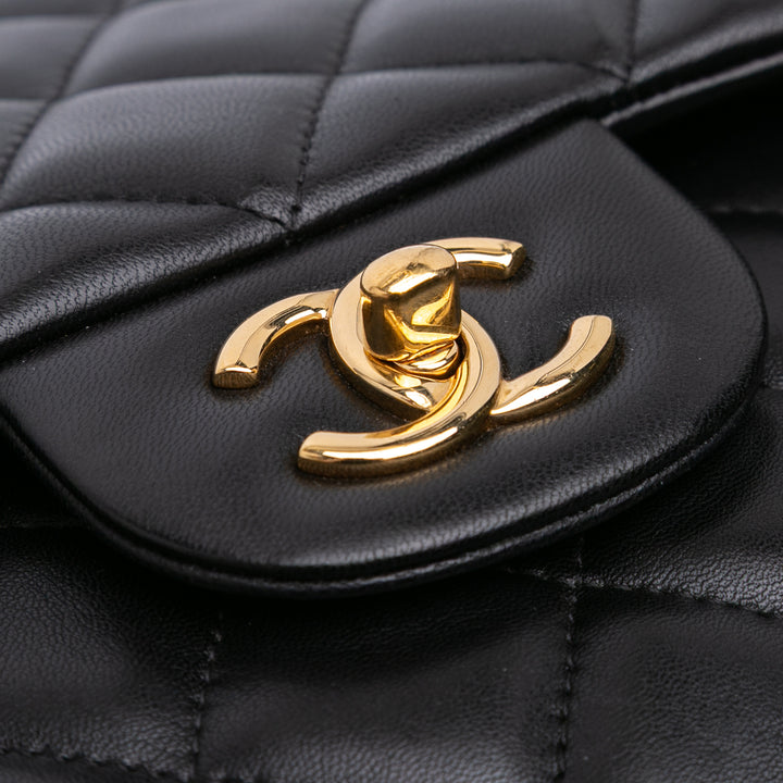 Jumbo Classic Lambskin Double Flap Black - Gaby Paris