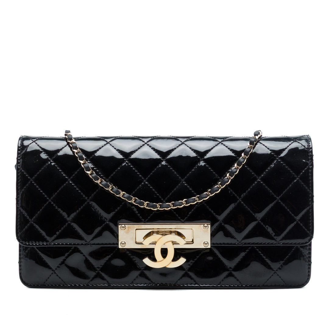 Matelassé Golden Class East West Wallet on Chain Noir