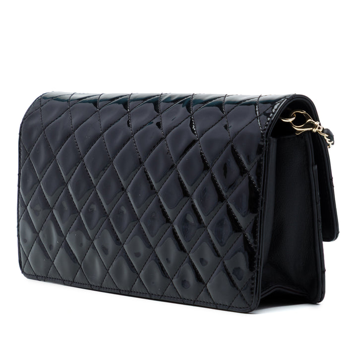 Matelassé Golden Class East West Wallet on Chain Noir