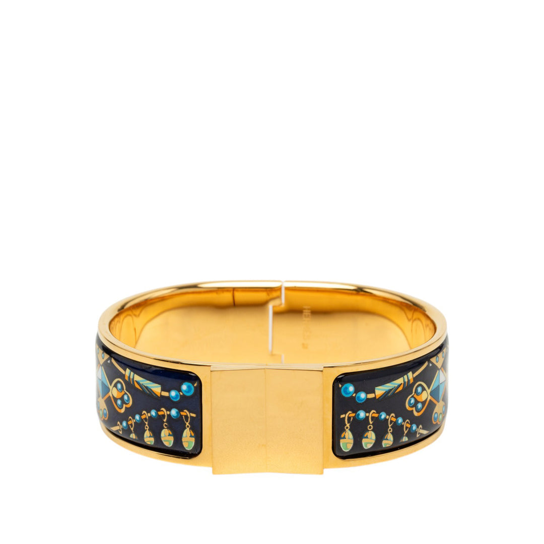 Wide Imprimé Émail Loquet Bracelet PM Noir