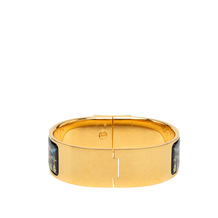 Wide Imprimé Émail Loquet Bracelet PM Noir
