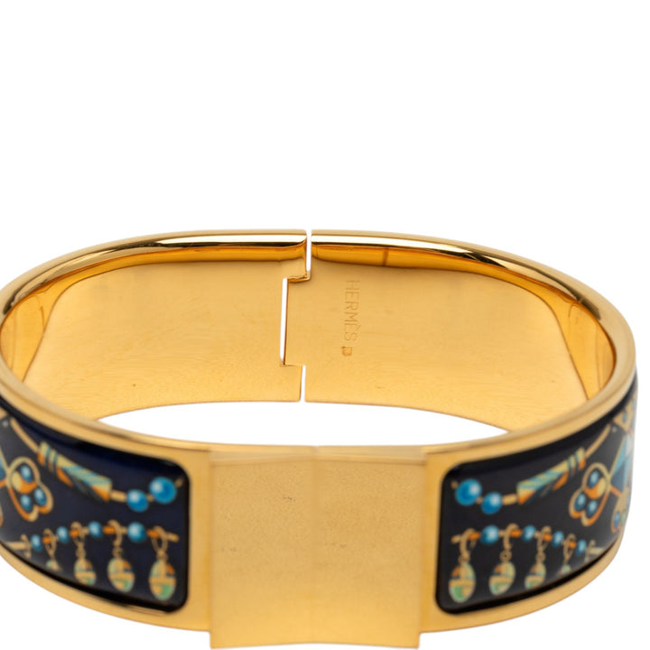 Wide Imprimé Émail Loquet Bracelet PM Noir