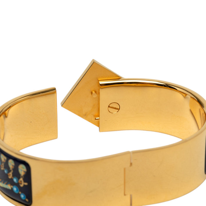 Wide Imprimé Émail Loquet Bracelet PM Noir