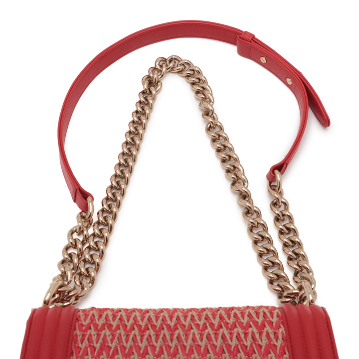 Chanel Small Straw et Cuir d’agneau Boy à rabat