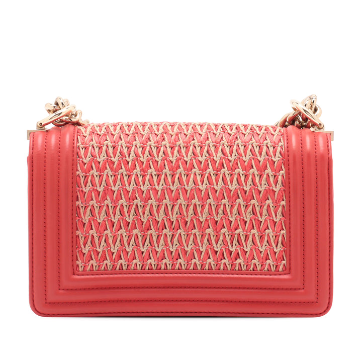 Chanel Small Straw et Cuir d’agneau Boy à rabat