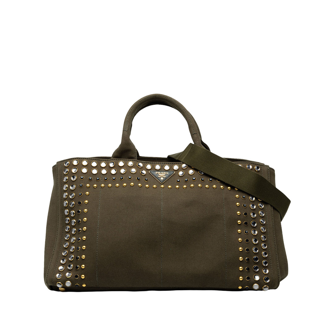 Prada Sac à main Canapa Bijoux Grand Vert – vue principale – GABY PARIS