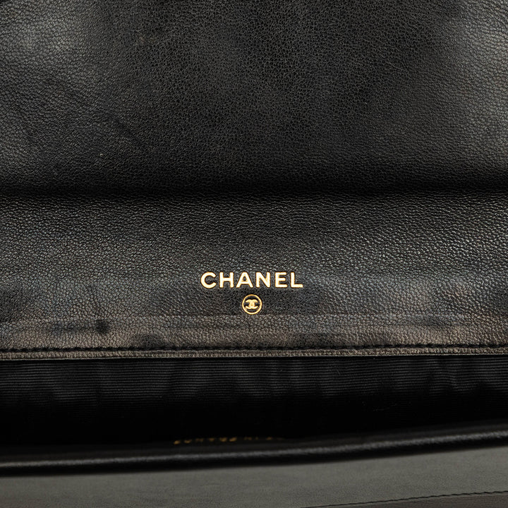 Chanel CC Surpiqué Double rabat Portefeuille long Cuir d'agneau Noir – vue 6 – GABY PARIS