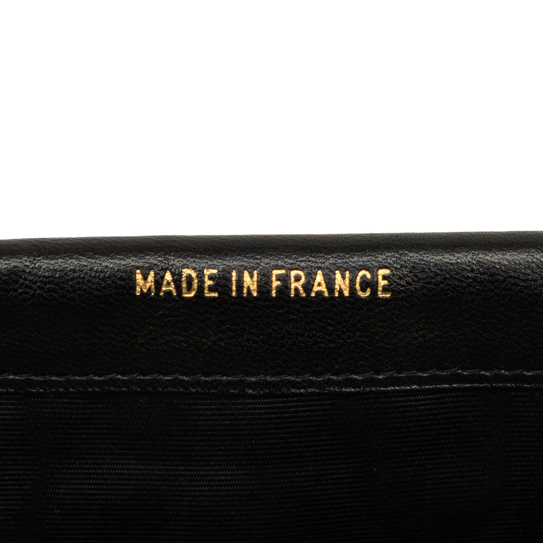 Chanel CC Surpiqué Double rabat Portefeuille long Cuir d'agneau Noir – vue 7 – GABY PARIS