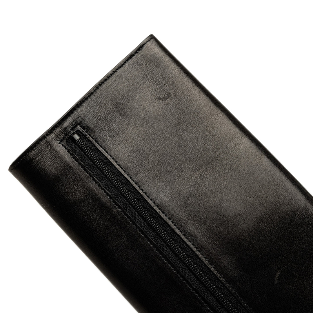 Chanel CC Surpiqué Double rabat Portefeuille long Cuir d'agneau Noir – vue 9 – GABY PARIS