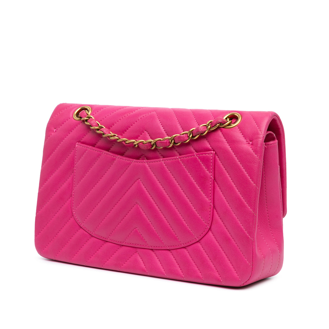 Medium Classic Chevron Lambskin Double Flap Pink - Gaby Paris