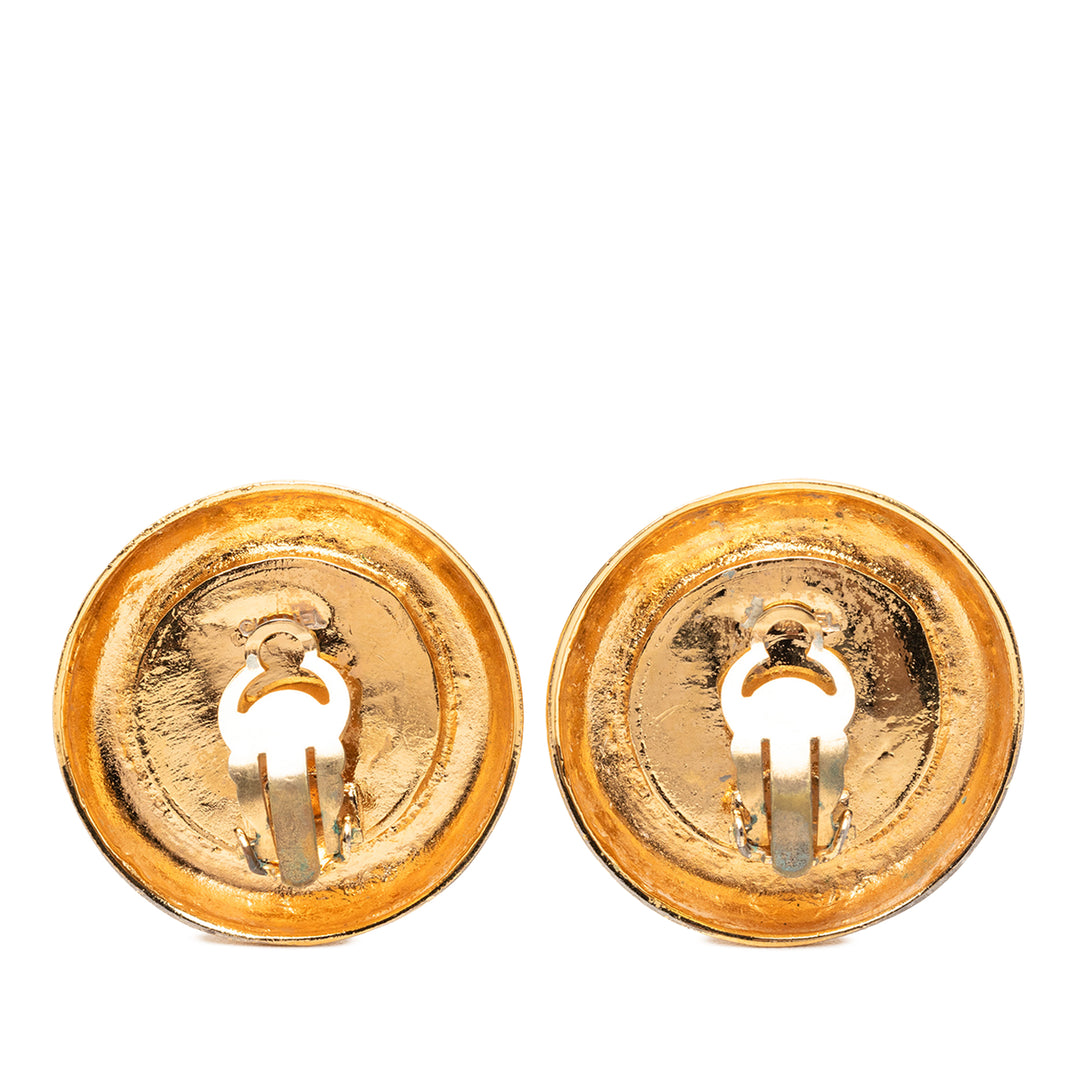 Chanel plaqué Perles fantaisie 31 Rue Cambon Rond Clip On Boucles d’oreilles