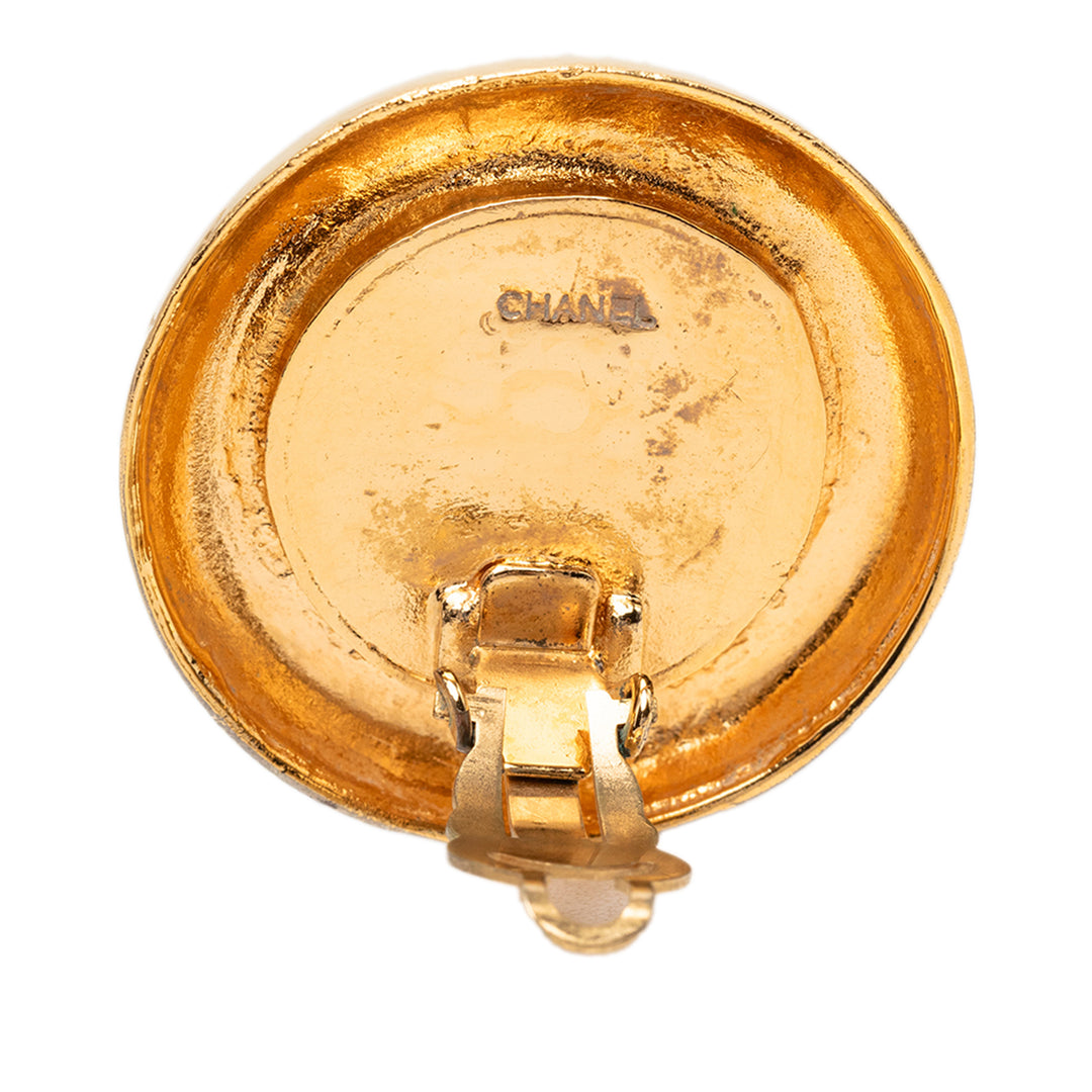 Chanel plaqué Perles fantaisie 31 Rue Cambon Rond Clip On Boucles d’oreilles
