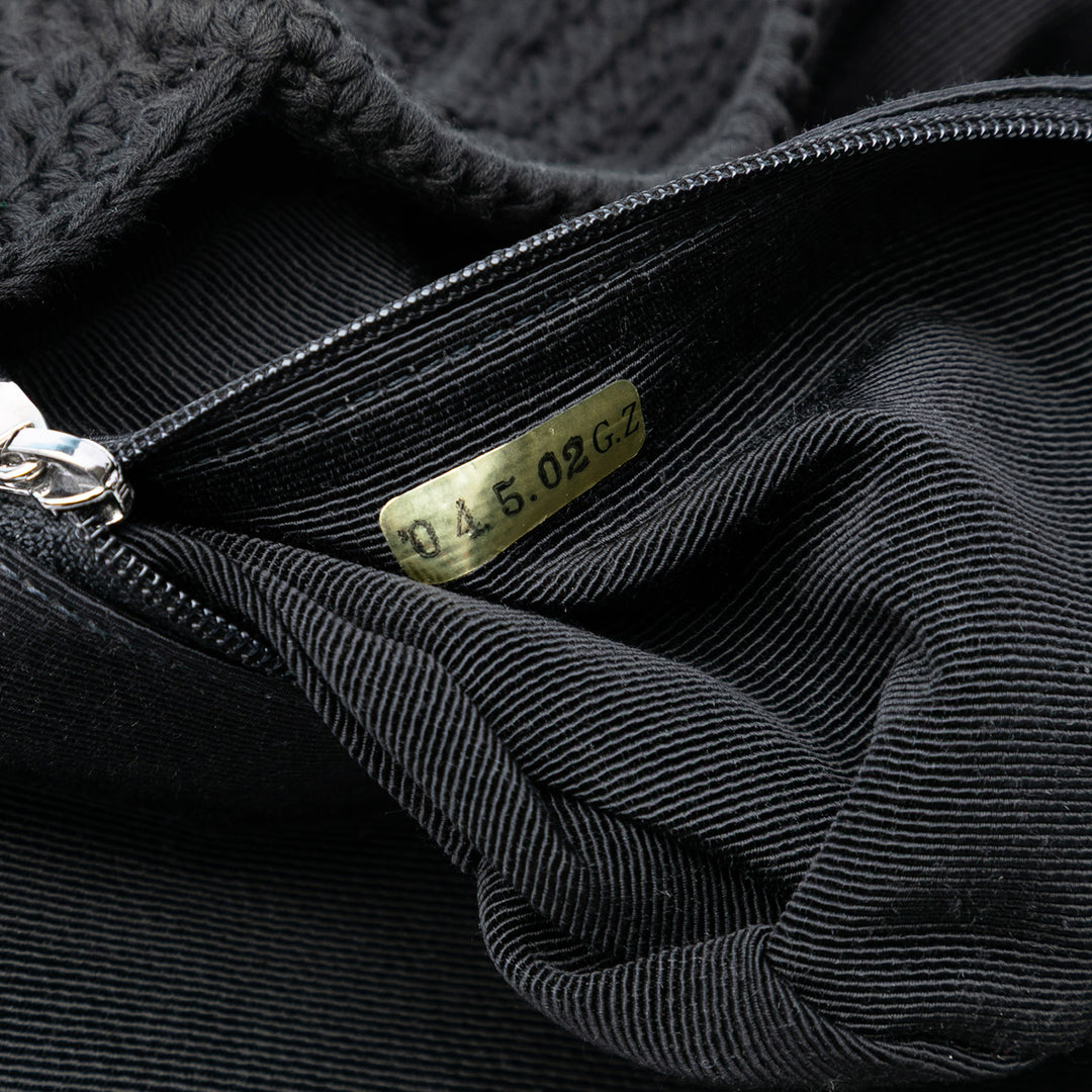 Chanel CC Tissé Crochet Knit Rabat simple Moyen Noir