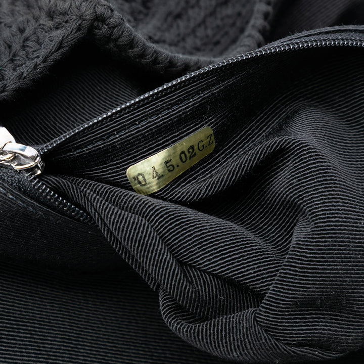 Chanel CC Tissé Crochet Knit Rabat simple Moyen Noir