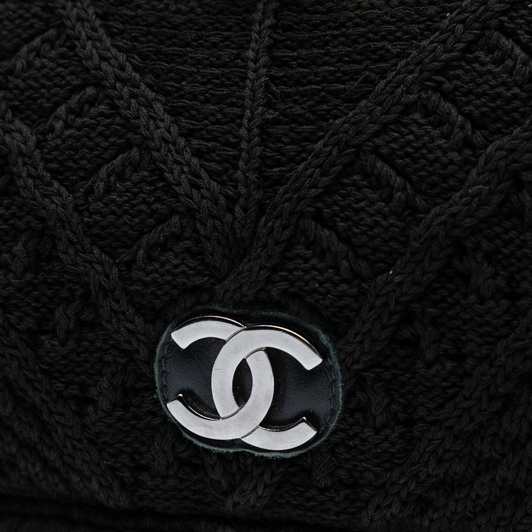 Chanel CC Tissé Crochet Knit Rabat simple Moyen Noir