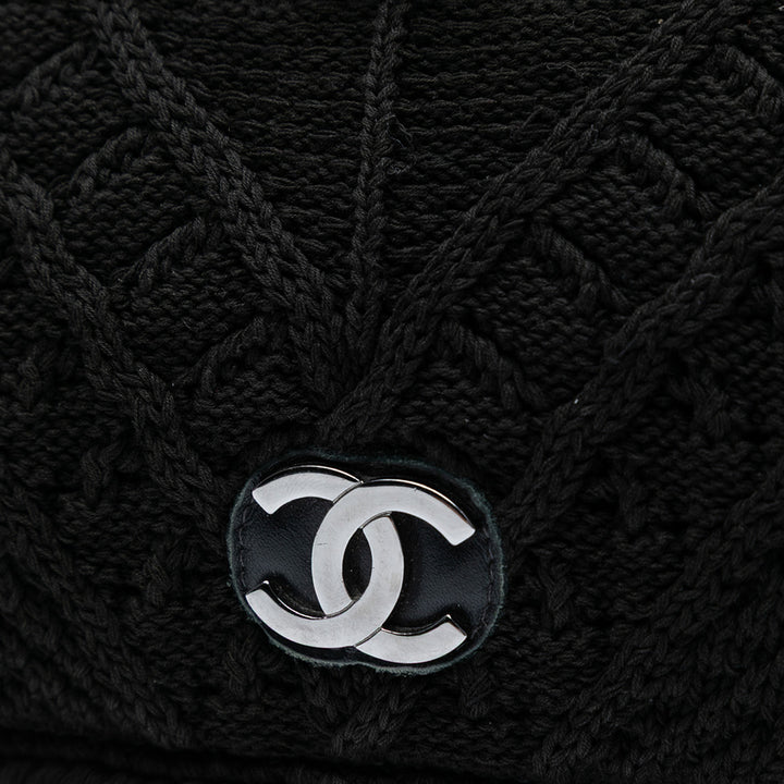 Chanel CC Tissé Crochet Knit Rabat simple Moyen Noir