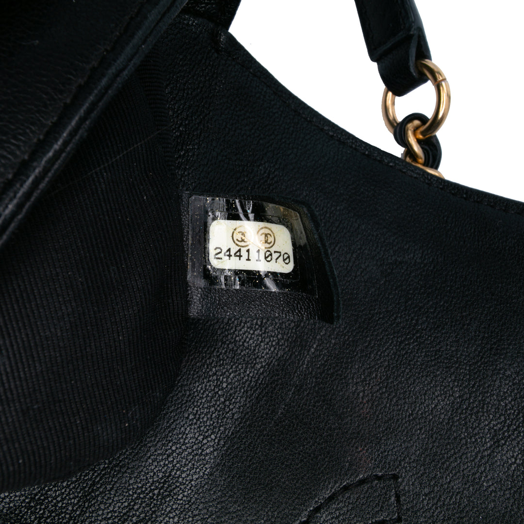 Small Quilted Lambskin Private Affair Camellia Flap Black - Gaby Paris
