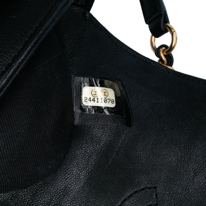 Small Quilted Lambskin Private Affair Camellia Flap Black - Gaby Paris