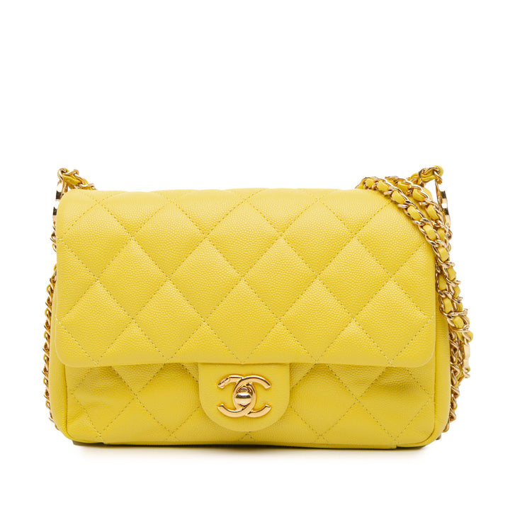 Mini Quilted Caviar CC You Flap Yellow - Gaby Paris
