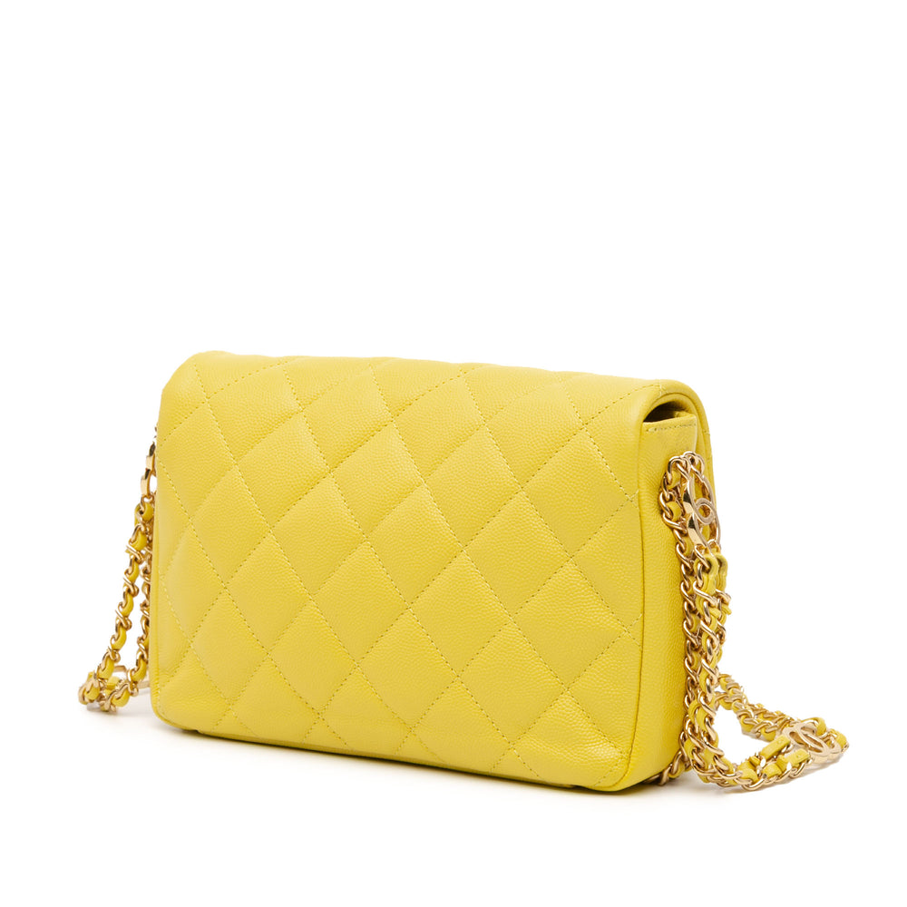 Mini Quilted Caviar CC You Flap Yellow - Gaby Paris