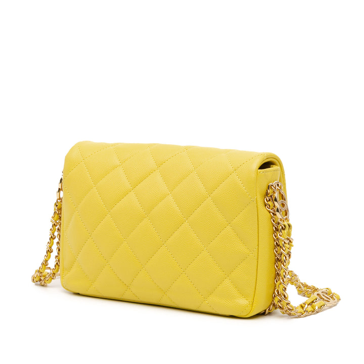 Mini Quilted Caviar CC You Flap Yellow - Gaby Paris