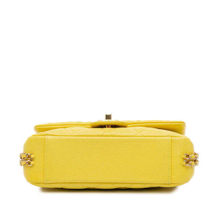 Mini Quilted Caviar CC You Flap Yellow - Gaby Paris