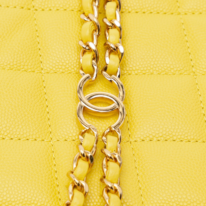 Mini Quilted Caviar CC You Flap Yellow - Gaby Paris