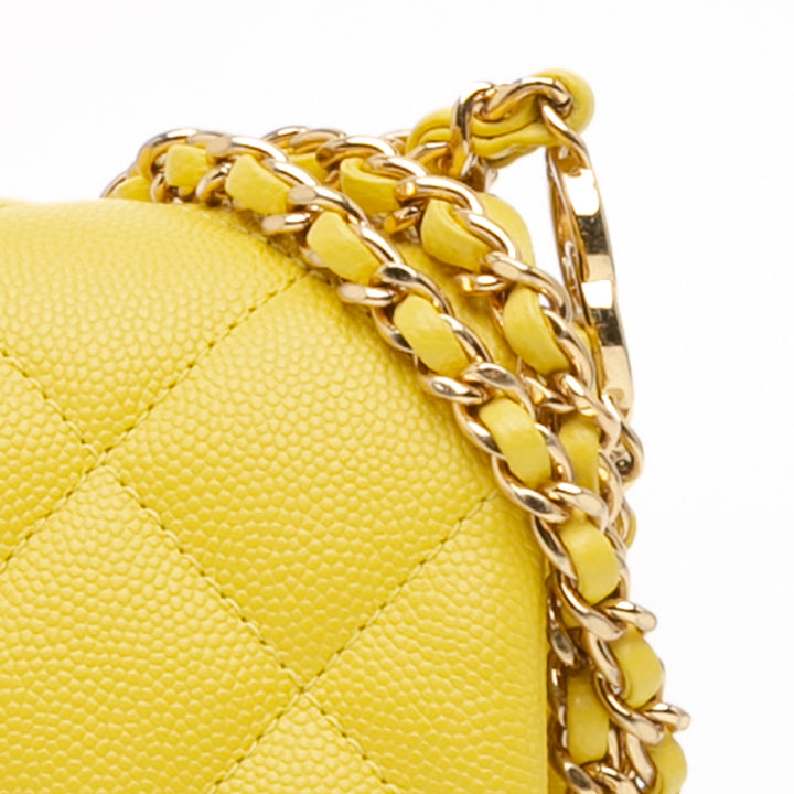 Mini Quilted Caviar CC You Flap Yellow - Gaby Paris