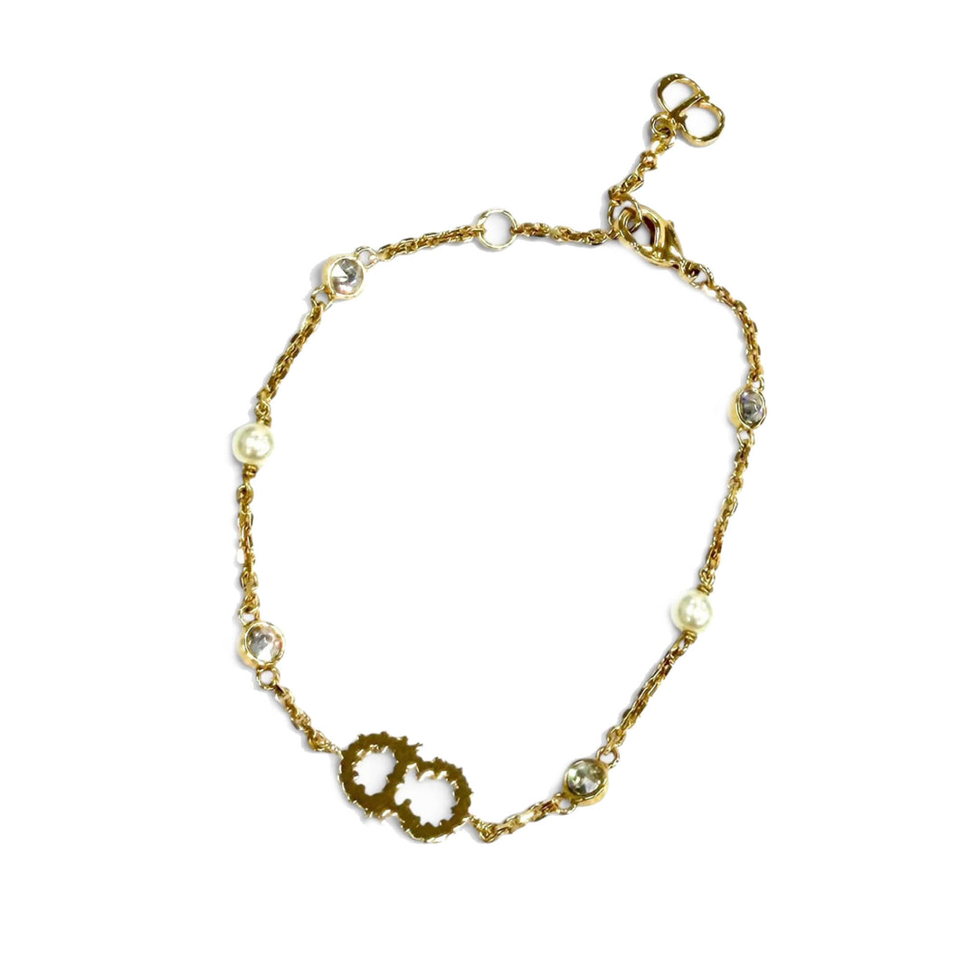 plaqué Cristal et Perles fantaisie Clair D Lune Bracelet Doré