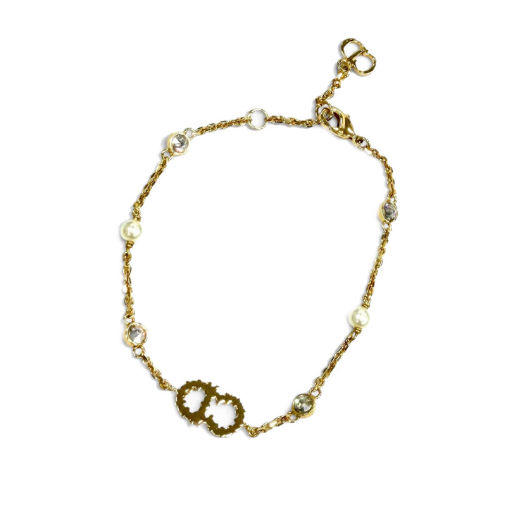 plaqué Cristal et Perles fantaisie Clair D Lune Bracelet Doré