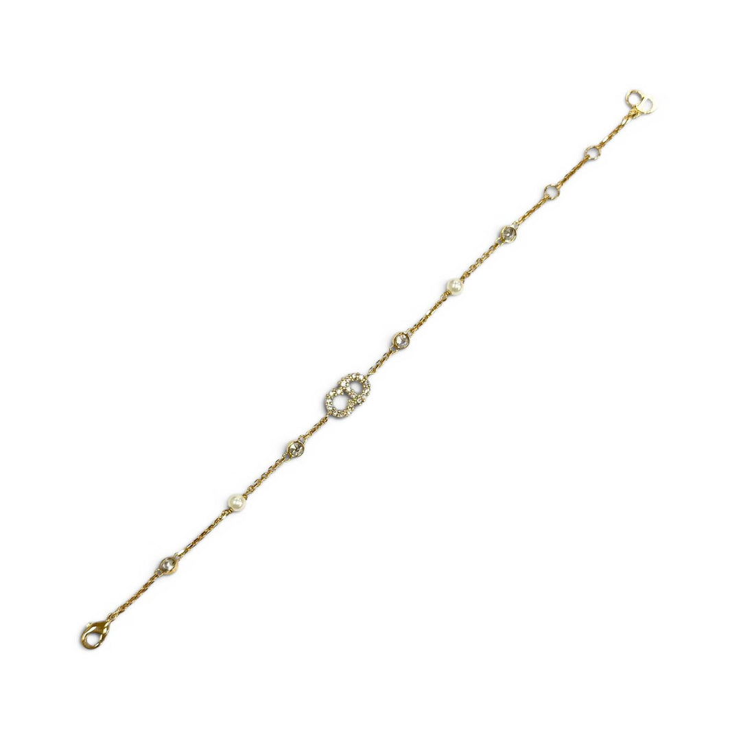 plaqué Cristal et Perles fantaisie Clair D Lune Bracelet Doré