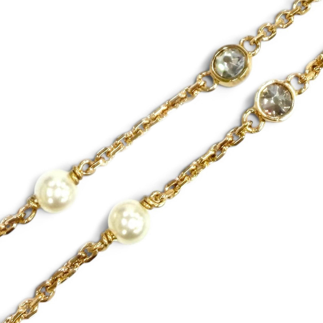 plaqué Cristal et Perles fantaisie Clair D Lune Bracelet Doré